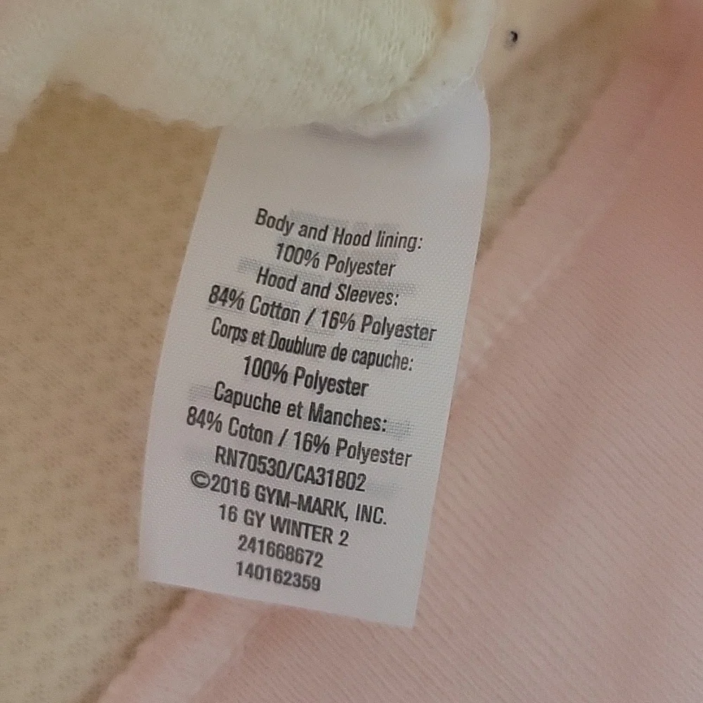Gymboree Off White And Pink Sherpa Swestshirt Hoodie Girls Size Medium 7/8